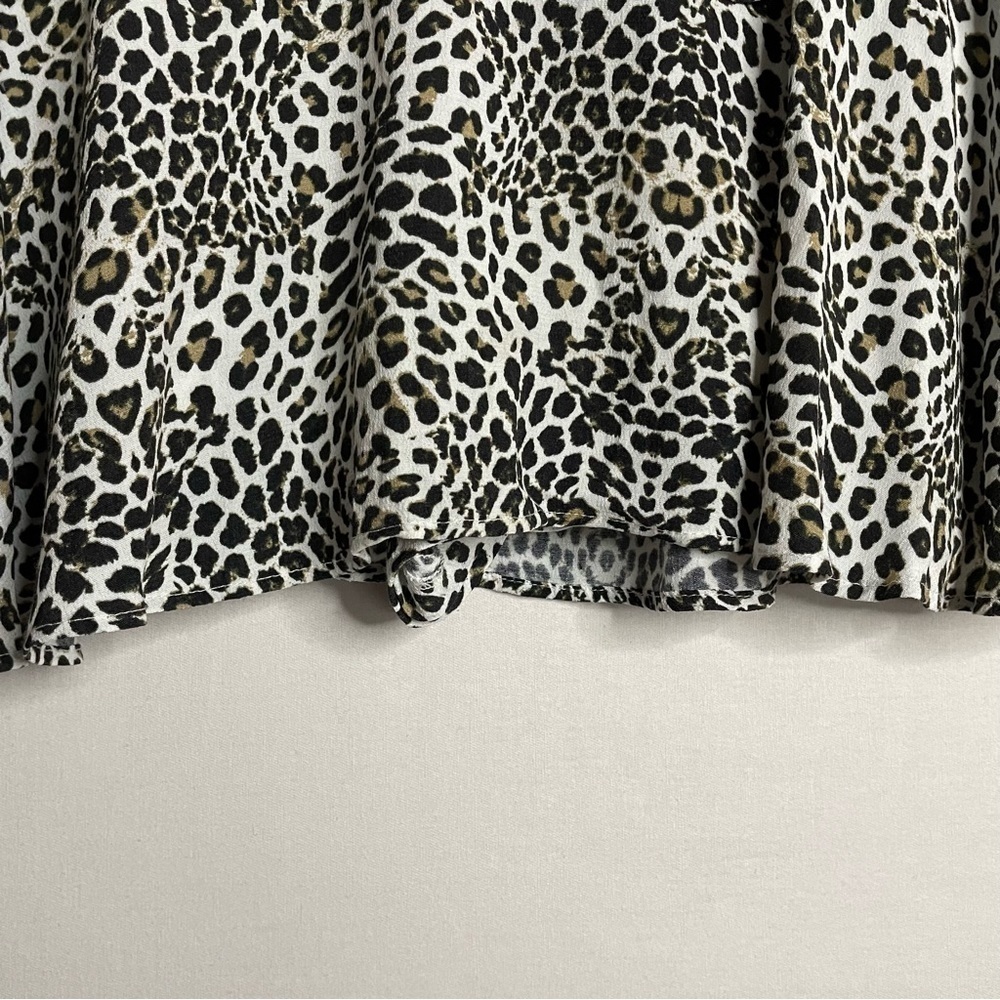 Zara Ruffle Leopard Print Mini Skort Skirt Boho Animal Cheetah Print - Picture 9 of 14